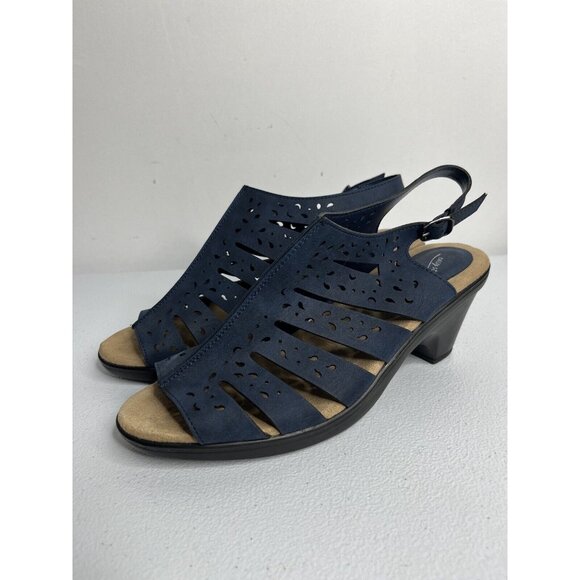 Easy Street Navy Blue Comfort Heeled Sandals Size 9M - Picture 2 of 10